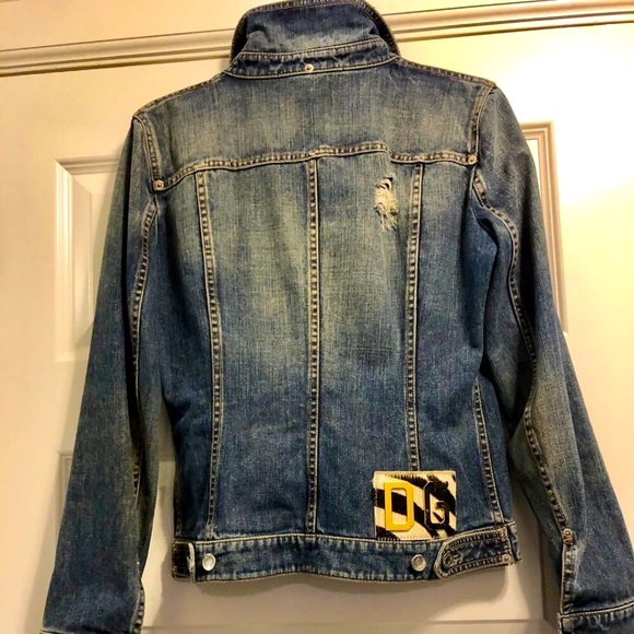 DOLCE & GABBANA Y2K Distressed Jean Jacket Leopard Gold DG Logo M MSRP $1395 - Picture 4 of 7